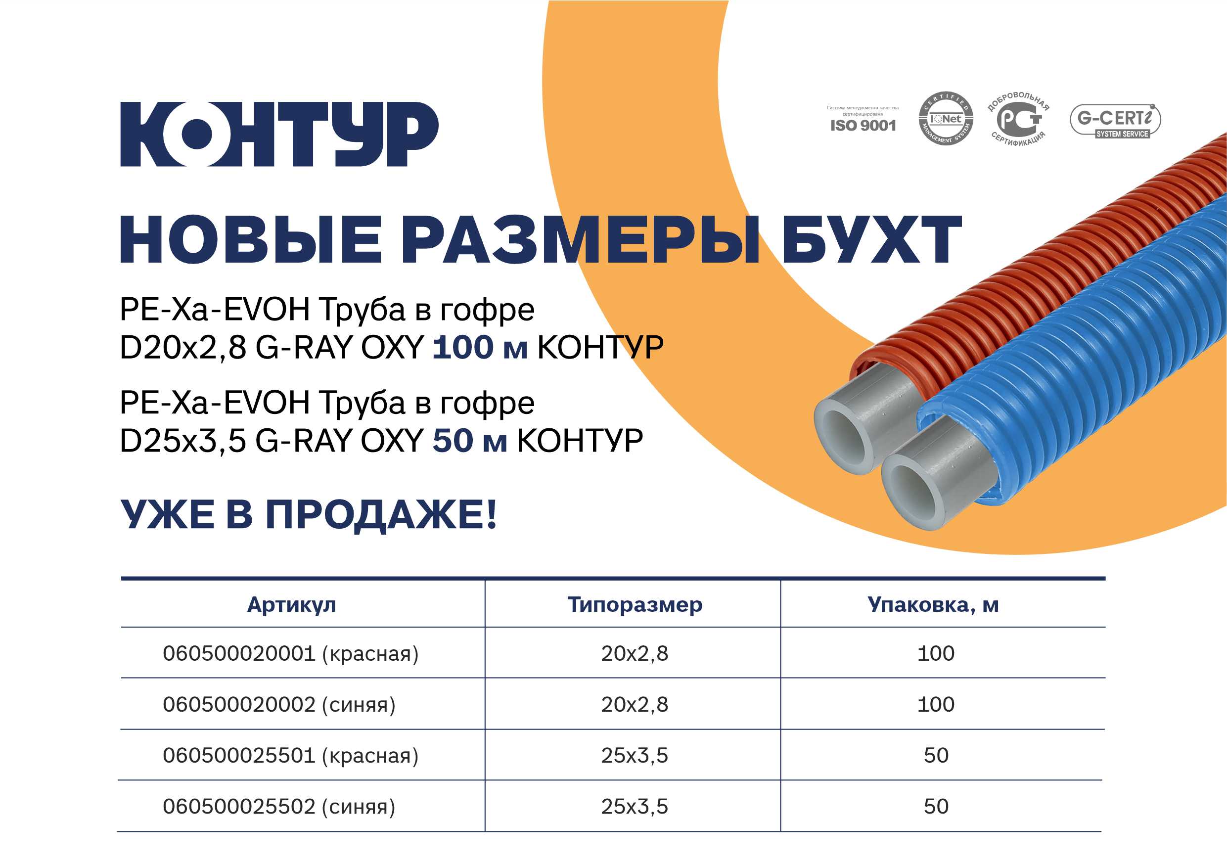 Представляем новые размеры бухт PE-Xa-EVOH Труба в гофре