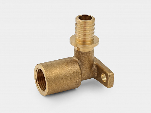 Угольник аксиальный латунный с креплением ВР D20 (2,8) - 1/2" Kontur