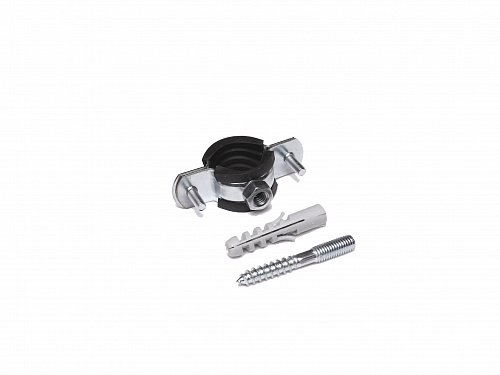 Хомут металлический 3/4" (25-28) со шпилькой и дюбелем